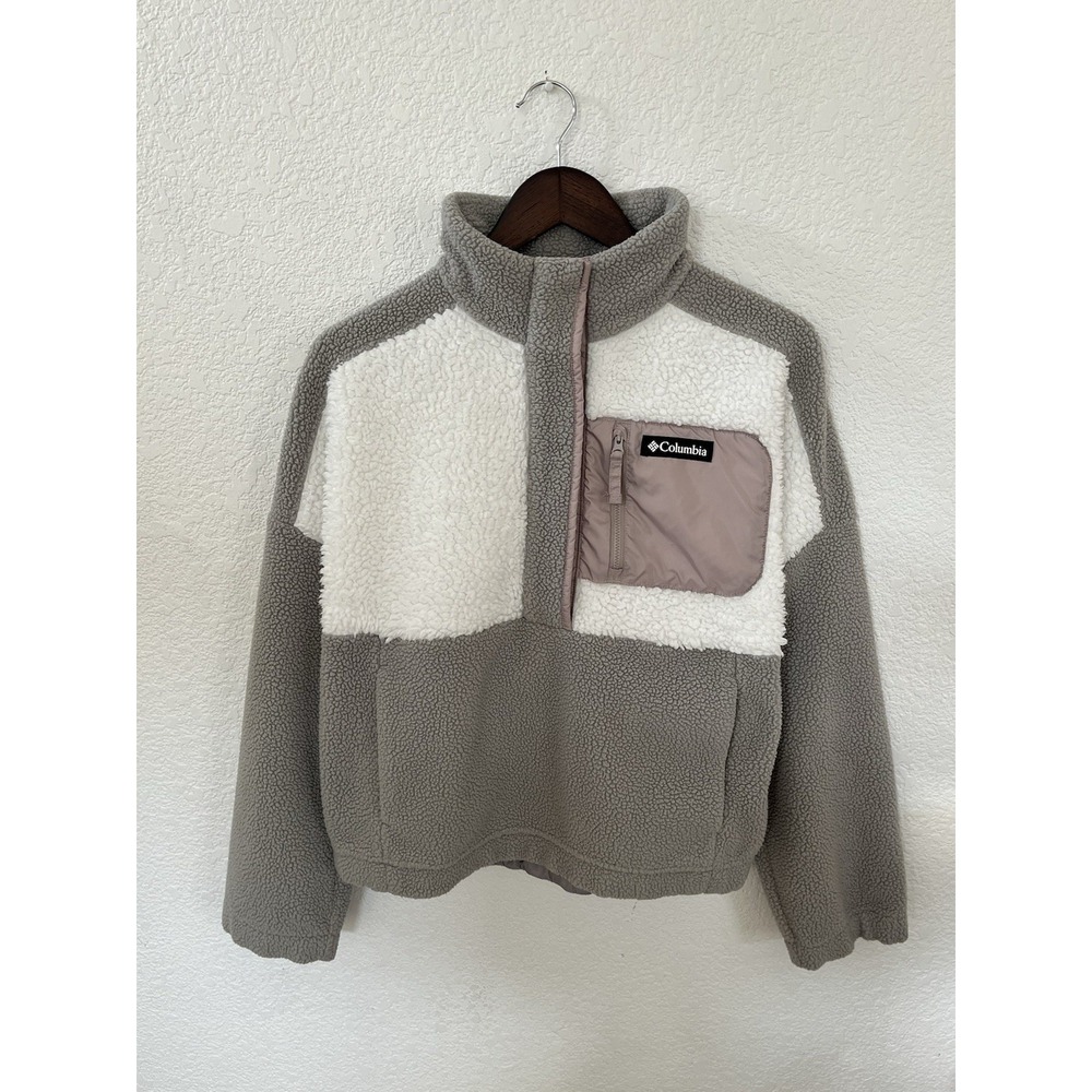 Columbia Womens Half-Zip Pullover Fleece Size Large Dove Sea Salt Outdoors - Picture 1 of 16